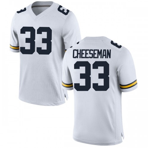 Camaron Cheeseman Michigan Wolverines Men's NCAA #33 White Replica Brand Jordan College Stitched Football Jersey OPB1054RF